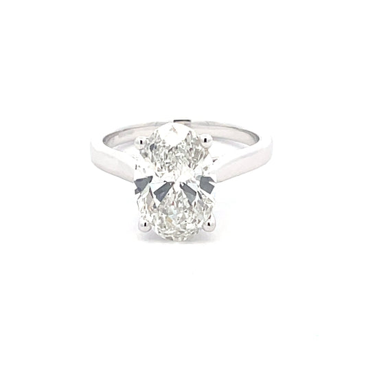 Lab Grown Oval Shaped Diamond Solitaire Ring - 3.17cts  Gardiner Brothers   