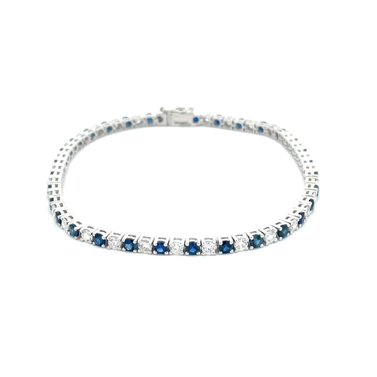 Sapphire and Round Brilliant Cut Diamond Tennis Bracelet  Gardiner Brothers   