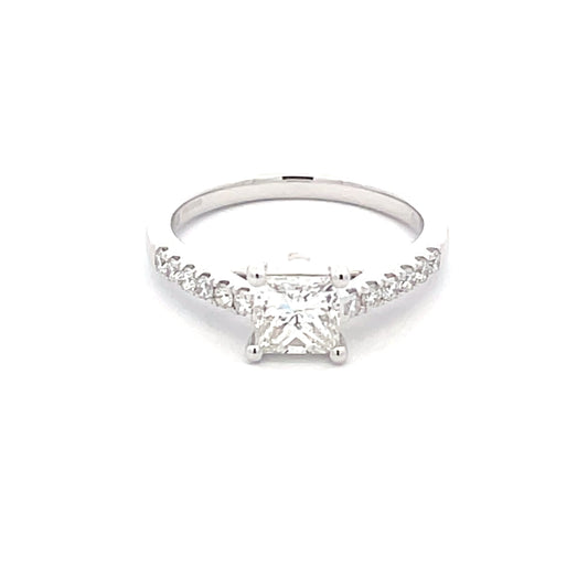 Princess Cut Diamond Solitaire Ring with diamond set shoulders - 0.97cts  Gardiner Brothers   