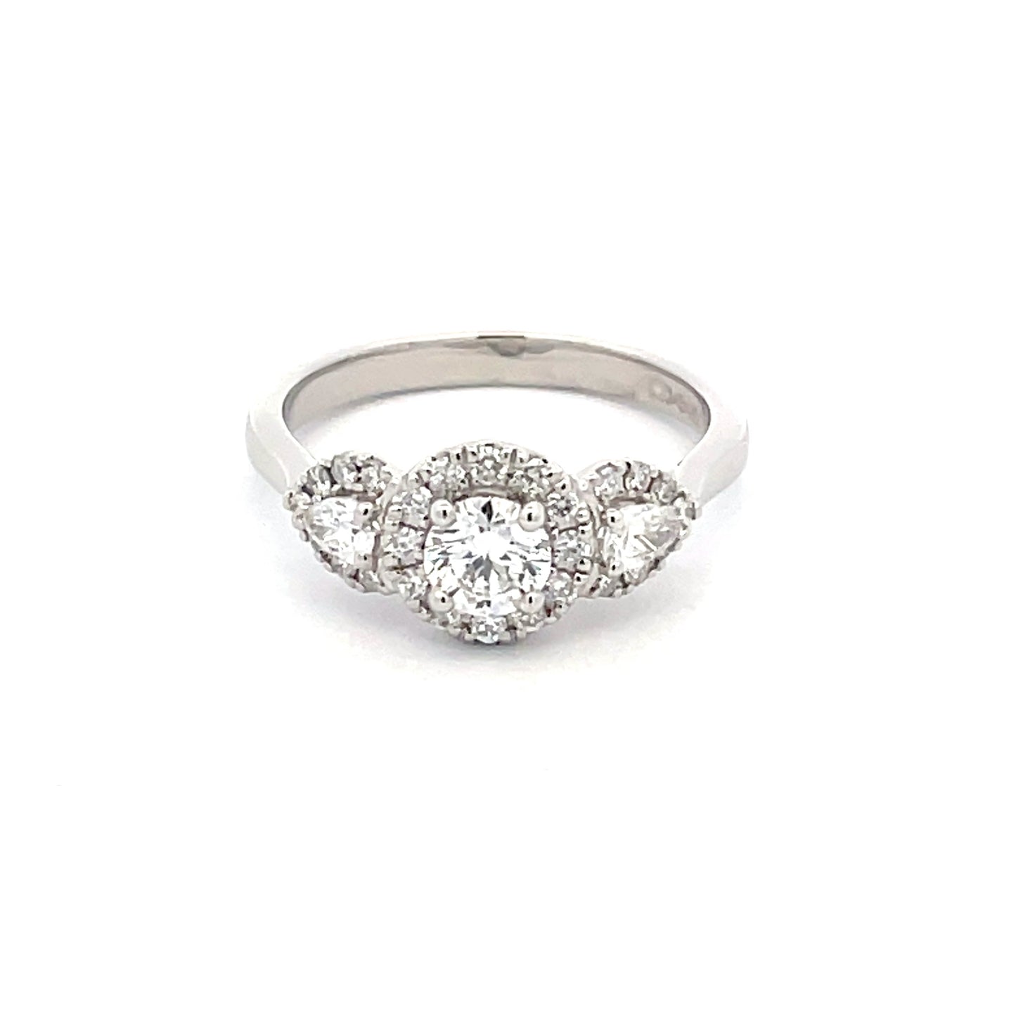 Round Brilliant and Pear Shaped Diamond Halo Style Ring - 0.81cts  Gardiner Brothers   