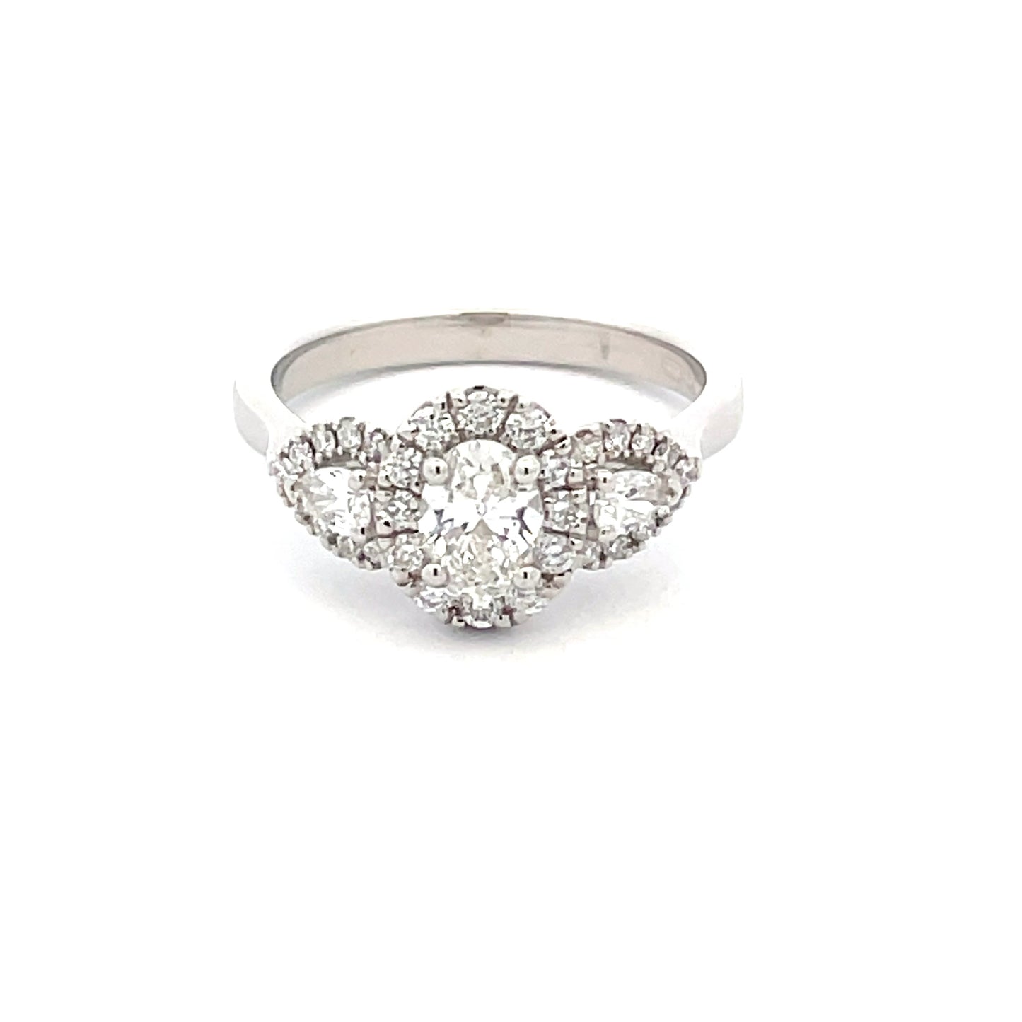 Oval and Pear Shaped Diamond Halo Cluster Style ring - 0.97cts  Gardiner Brothers   