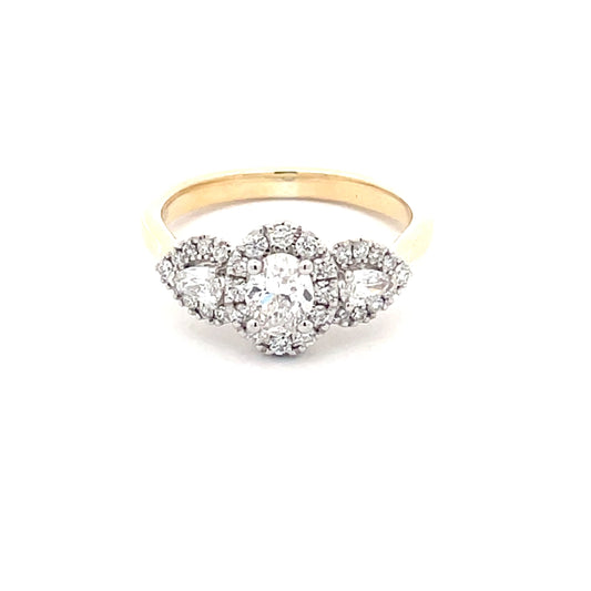 Oval And Pear Shaped diamond halo style ring - 0.83cts  Gardiner Brothers   