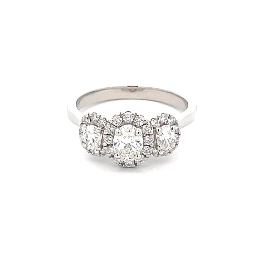 3 Oval Shaped Diamond Halo Style Cluster Ring - 0.97cts  Gardiner Brothers   