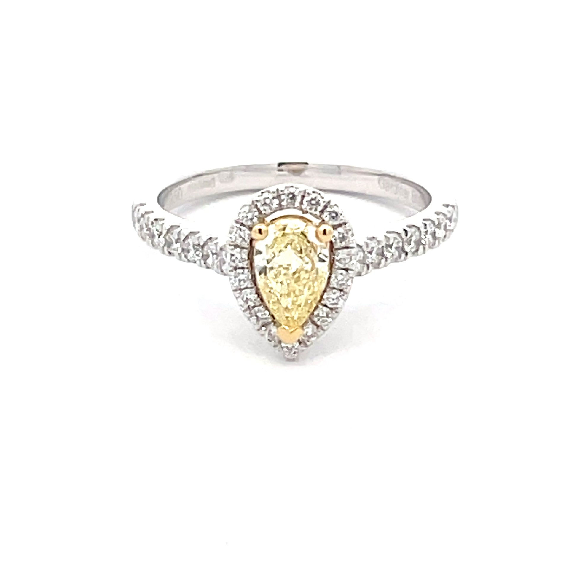 Pear Shaped Yellow Diamond Halo Cluster Style Ring - 0.90cts  Gardiner Brothers   