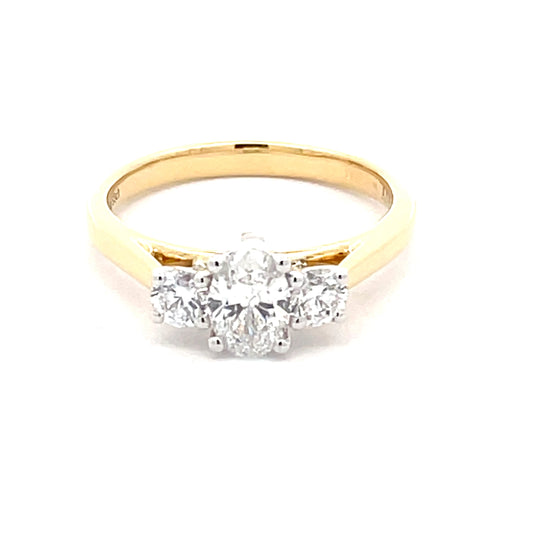 Aurora cut Oval and round Diamond 3 Stone Ring - 0.85cts  Gardiner Brothers   