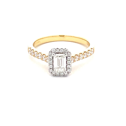 Emerald Cut Diamond Halo Cluster Style Ring - 0.73cts  Gardiner Brothers   