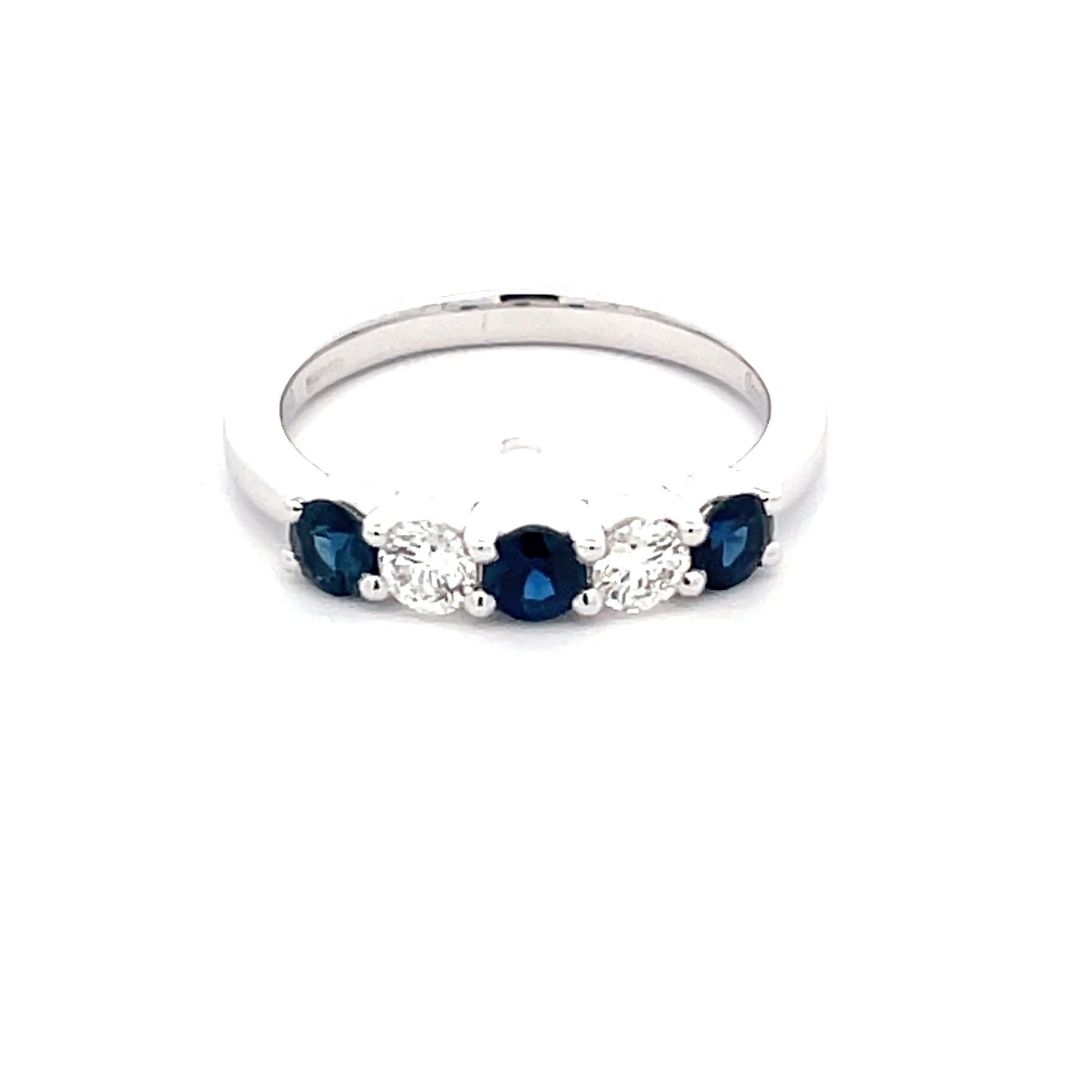 Sapphire and Round Brilliant cut diamond 5 stone ring  Gardiner Brothers   