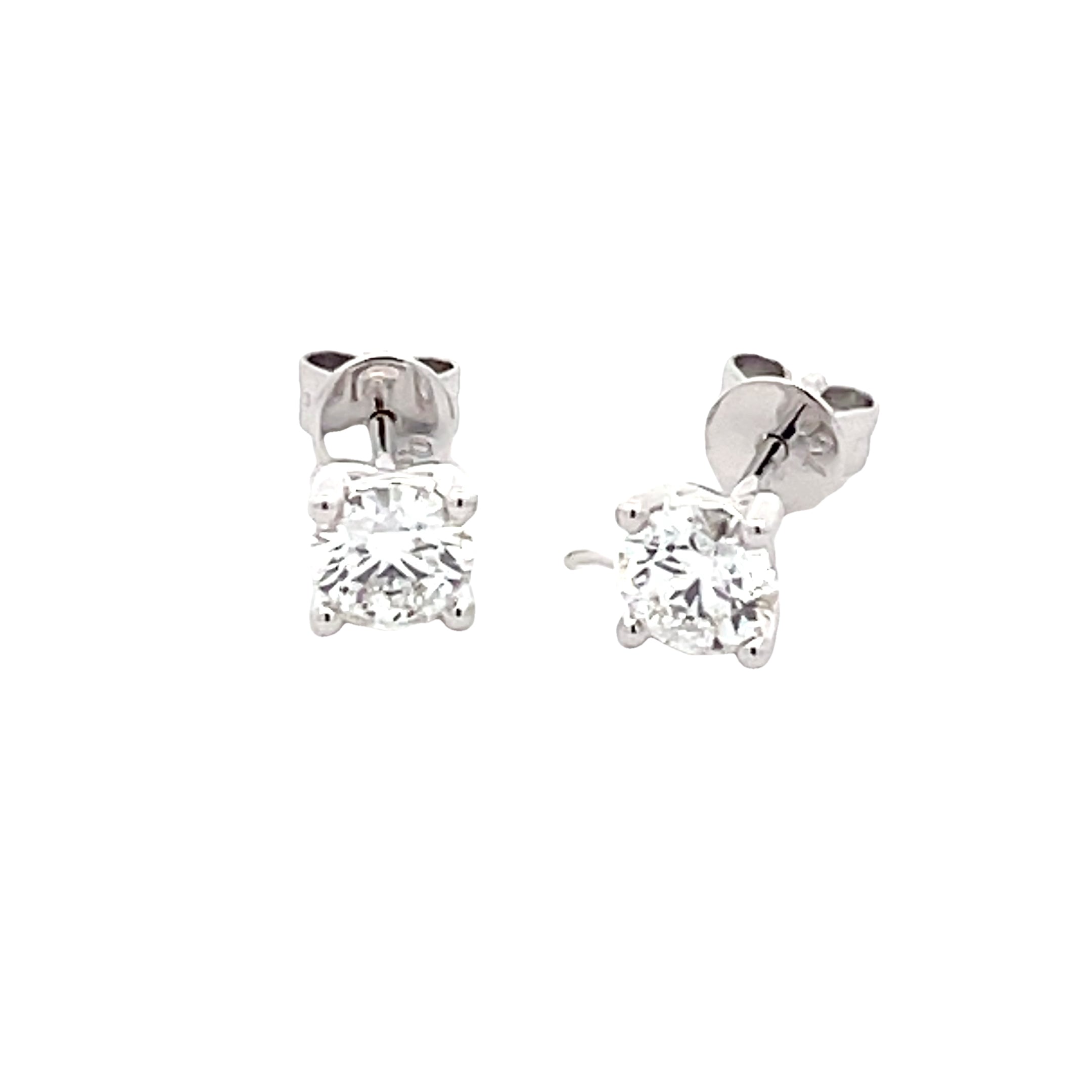 Lab Grown Round Brilliant Cut Diamond Solitaire Earrings - 0.85cts