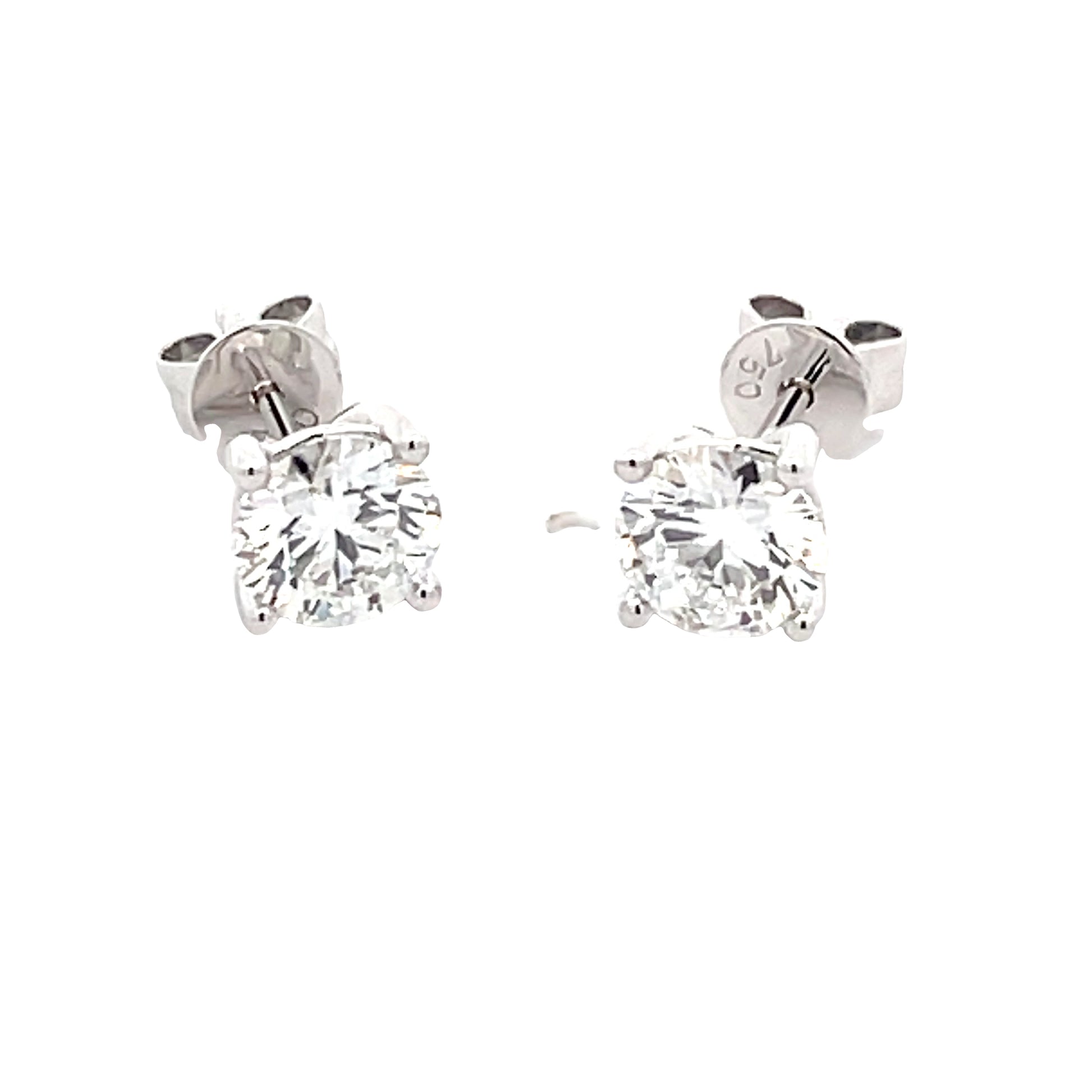 Lab Grown Round Brilliant Cut Diamond Solitaire Earrings - 1.41cts  Gardiner Brothers   
