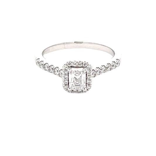 Emerald Cut Diamond Halo Cluster Style Ring - 0.80cts  Gardiner Brothers   