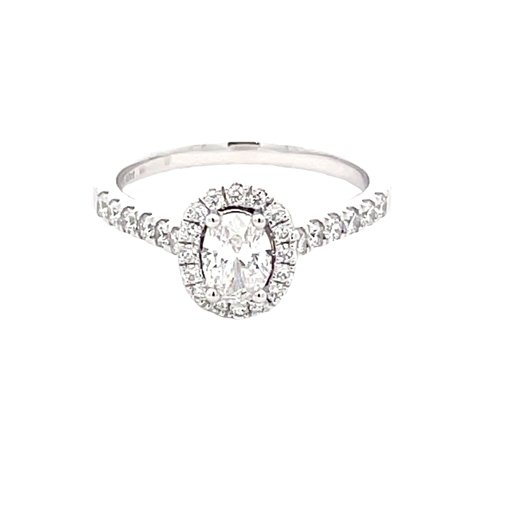 Aurora Oval Diamond Halo Cluster Style Ring - 0.78cts  Gardiner Brothers   
