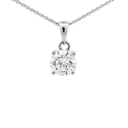 Round Brilliant cut Diamond Solitaire Pendant - 0.90cts  Gardiner Brothers   