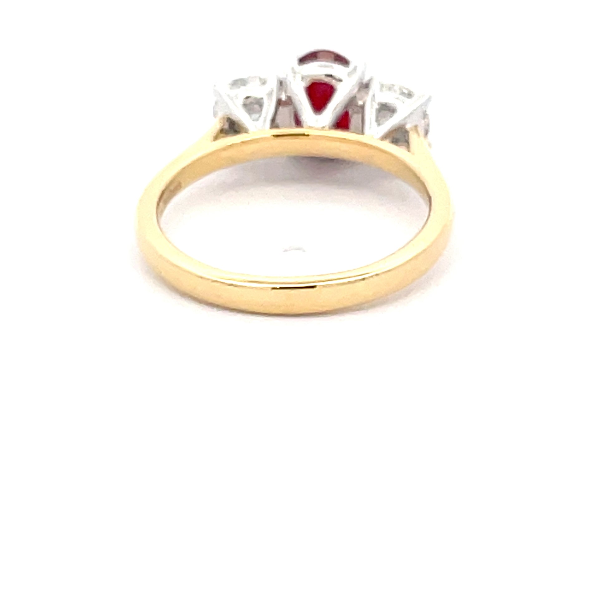 Ruby and Round Brilliant Cut Diamond 3 Stone Ring  Gardiner Brothers   