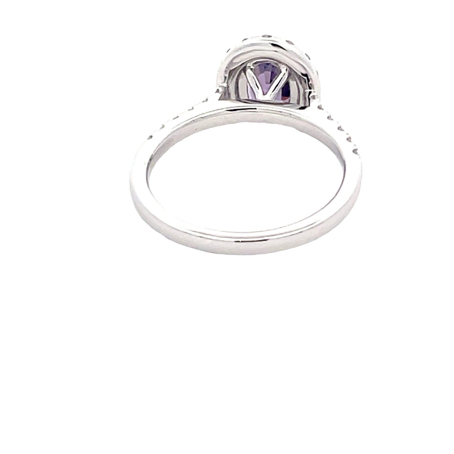 Purple sapphire and Round Brilliant Cut Diamond Halo Cluster Style Ring  Gardiner Brothers   