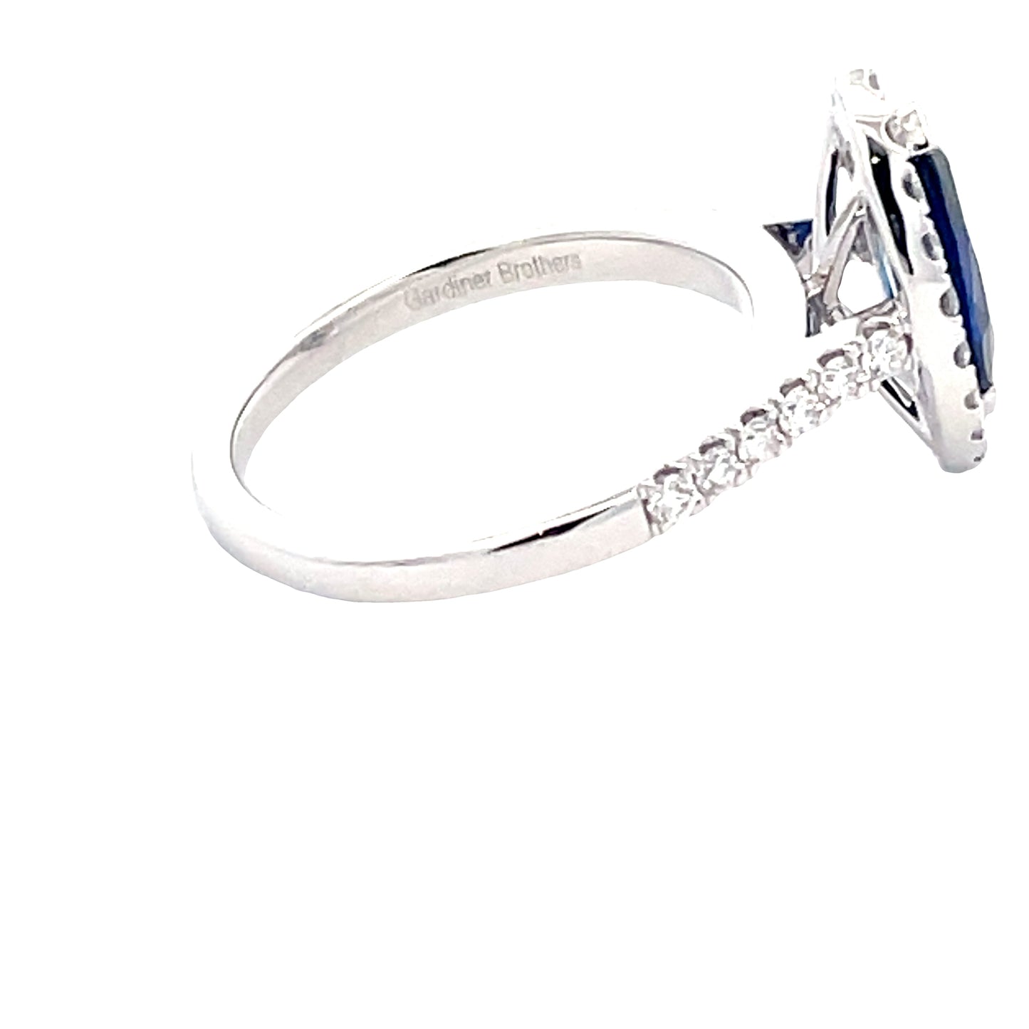 Marquise Shaped sapphire and Diamond Halo Cluster Ring  Gardiner Brothers   