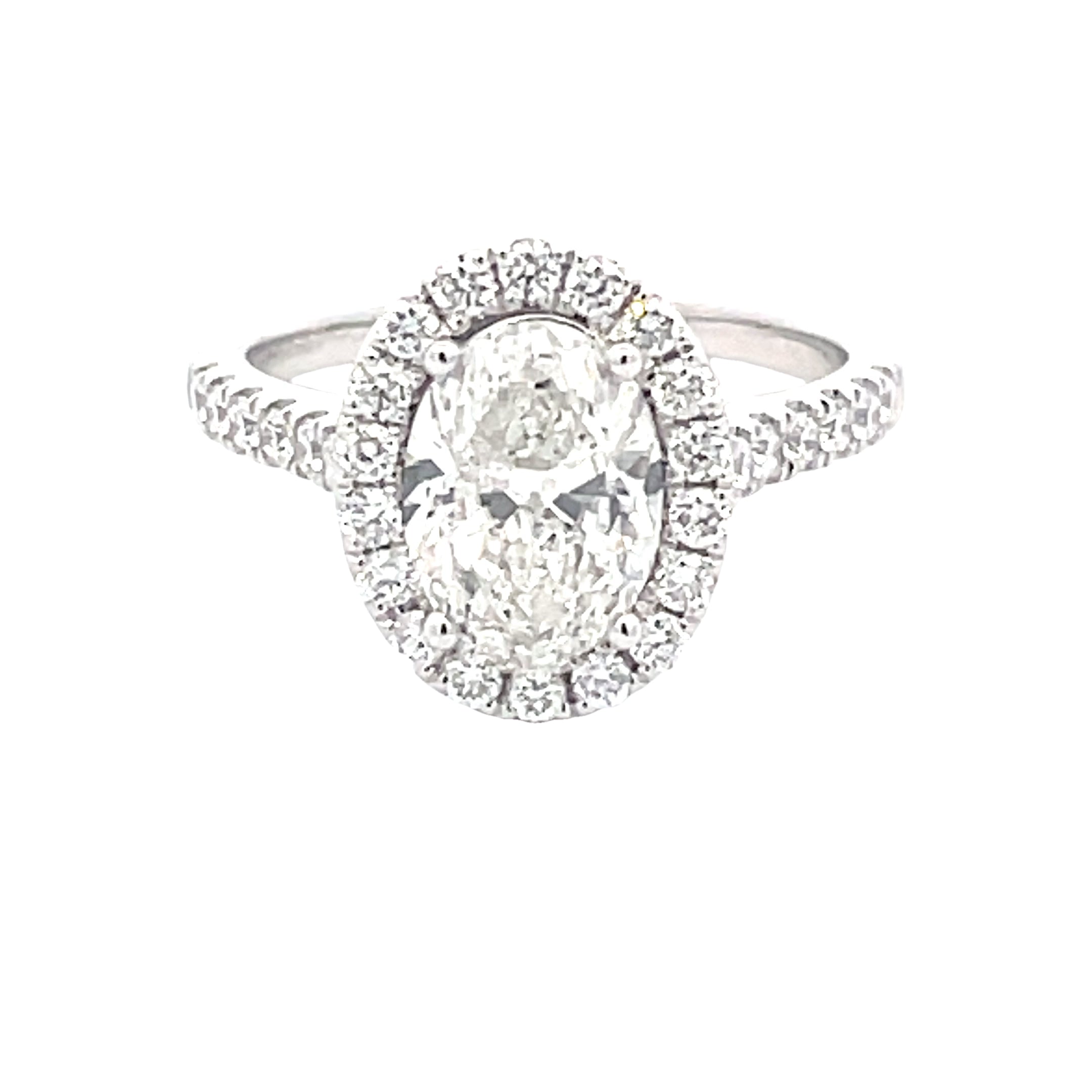 Platinum Oval Shaped Diamond Halo Cluster Style Ring - 2.25cts ...