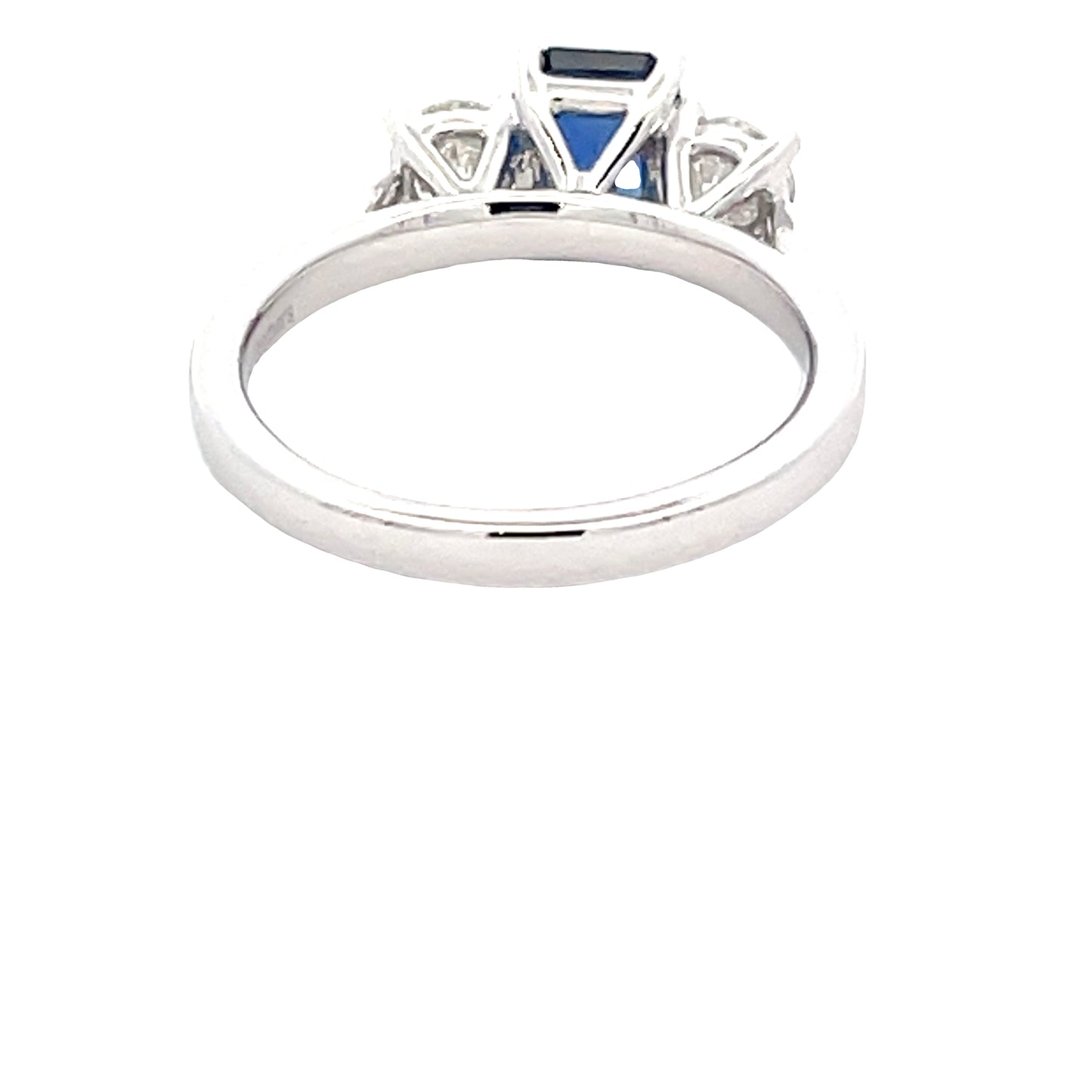 Octagonal Sapphire and round brilliant cut diamond 3 stone ring  Gardiner Brothers   