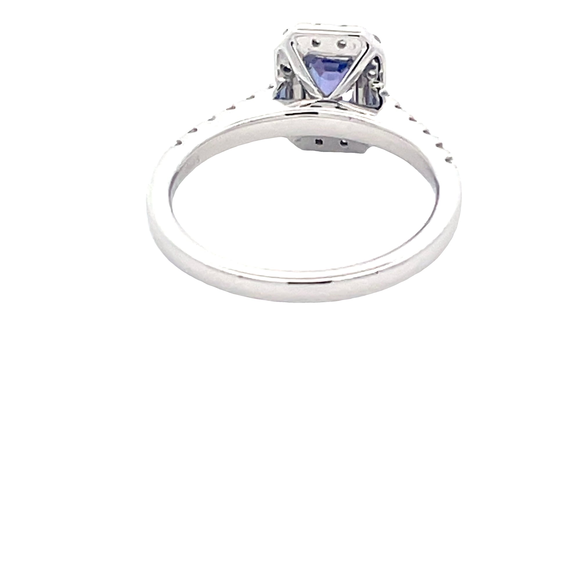 Octagonal Tanzanite and Diamond Halo Cluster Style Ring  Gardiner Brothers   