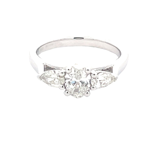 Aurora Oval and Pear Shaped Diamond 3 Stone ring - 1.00cts  Gardiner Brothers   