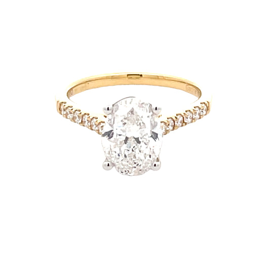 Oval Shaped Diamond Solitaire With Diamond Set Shoulders - 2.26cts  Gardiner Brothers   