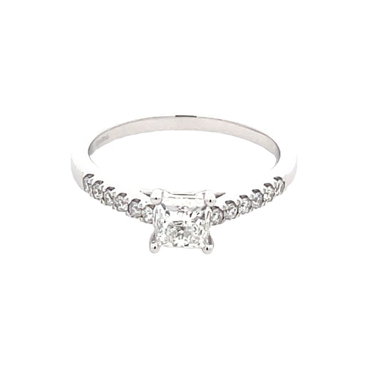 Princess Cut Diamond Solitaire With Diamond Set Shoulders - 0.95cts  Gardiner Brothers   