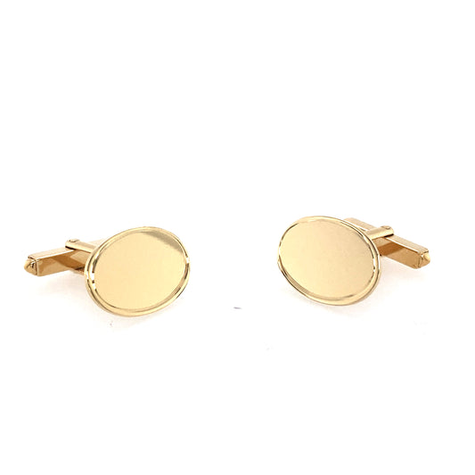 Yellow Gold Oval Shaped Cufflinks  Gardiner Brothers   