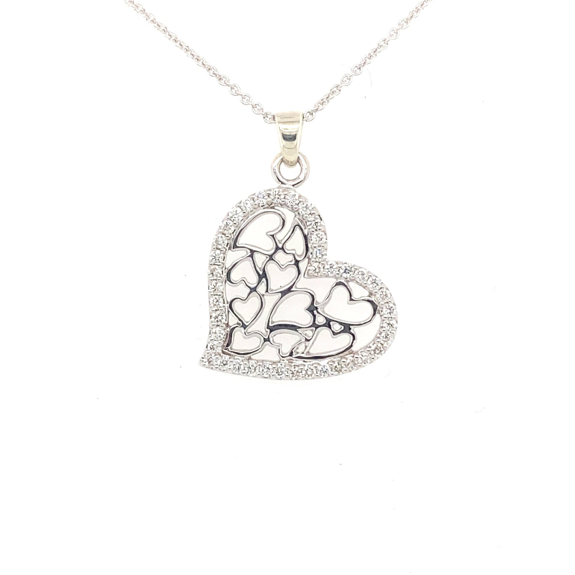 White Gold Diamond Heart Shape Pendant  Gardiner Brothers   