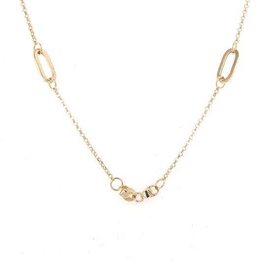 Yellow Gold Oval and Fancy Link Station Link Necklace  Gardiner Brothers   