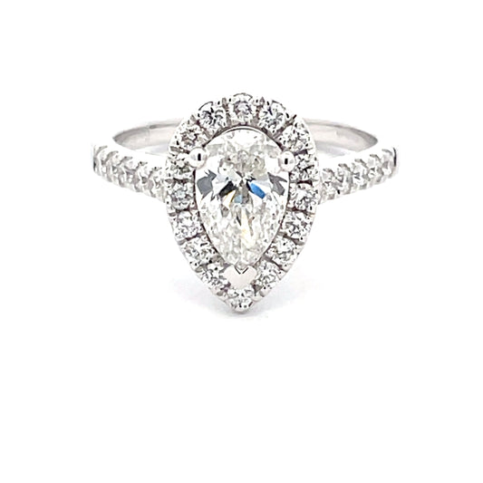 Pear Shaped Diamond Halo Cluster Style Ring - 1.51cts  Gardiner Brothers   