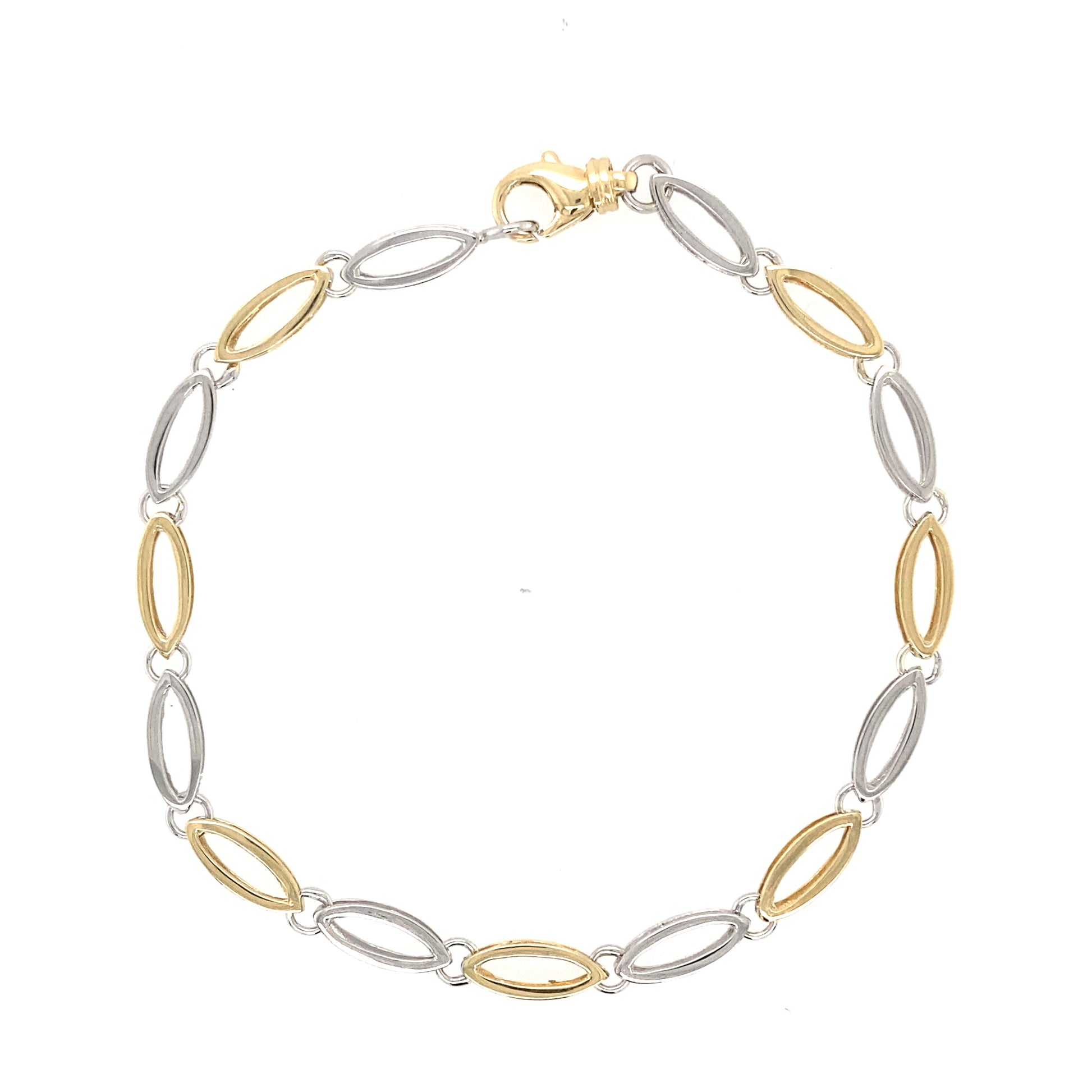 Yellow and White Gold Open Boat Link Bracelet  Gardiner Brothers   