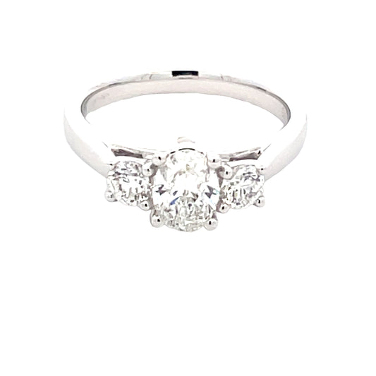 Oval and round brilliant cut diamond 3 stone ring - 1.10cts  Gardiner Brothers   
