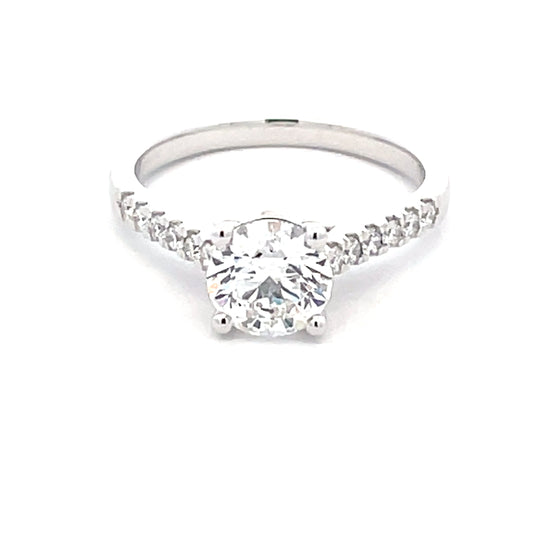 Round Brilliant Cut Diamond Solitaire With Diamond Set Shoulders - 1.45cts  Gardiner Brothers   