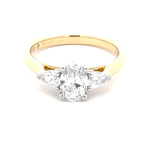 Lab Grown Oval And Pear Shaped Diamond 3 Stone Ring - 1.03cts  Gardiner Brothers   