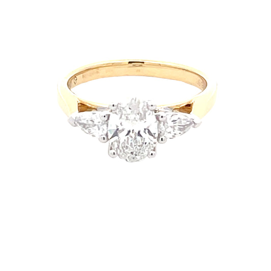 Lab grown Oval and Pear Shaped Diamond 3 Stone Ring - 1.33cts  Gardiner Brothers   
