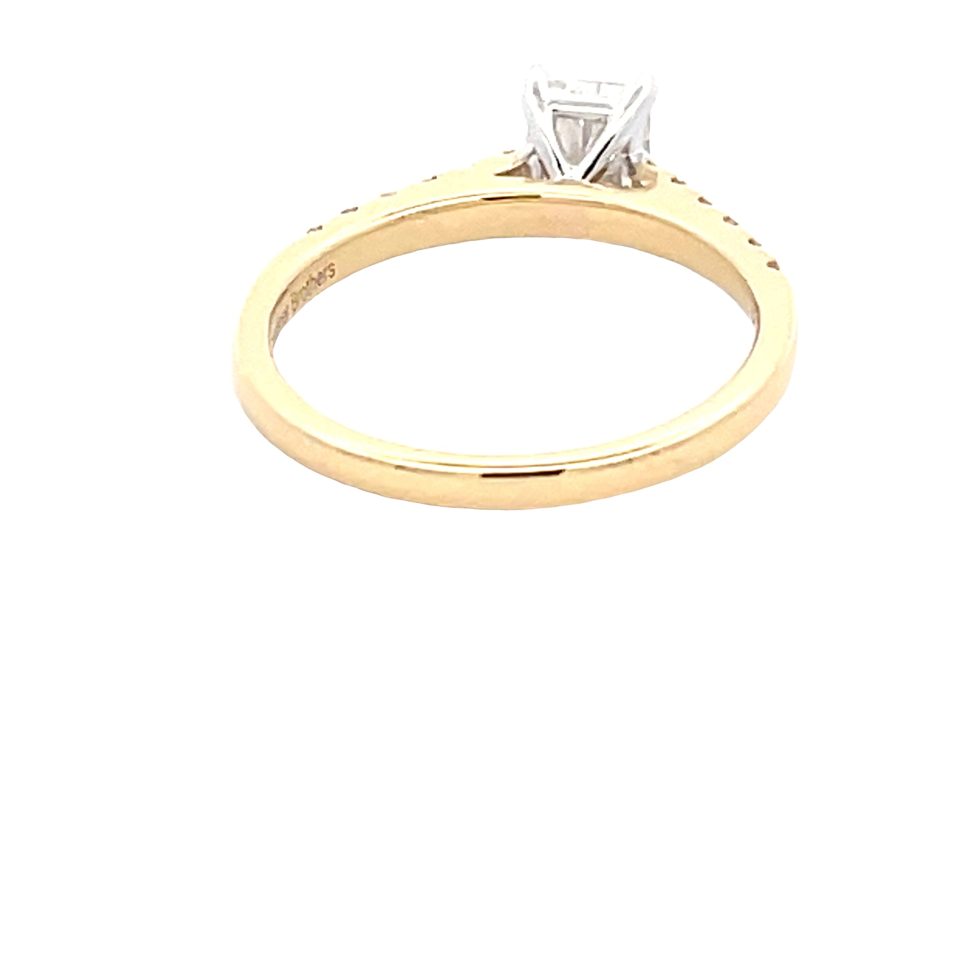 Radiant Cut Diamond Solitaire Ring with diamond set shoulders 0 0.98cts  Gardiner Brothers   