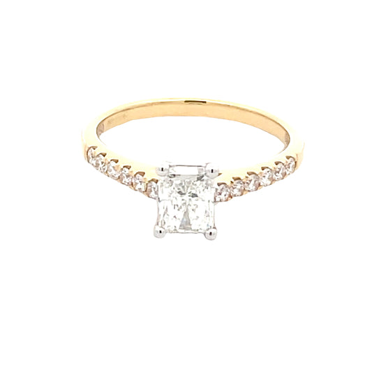 Radiant Cut Diamond Solitaire Ring with diamond set shoulders 0 0.98cts  Gardiner Brothers   