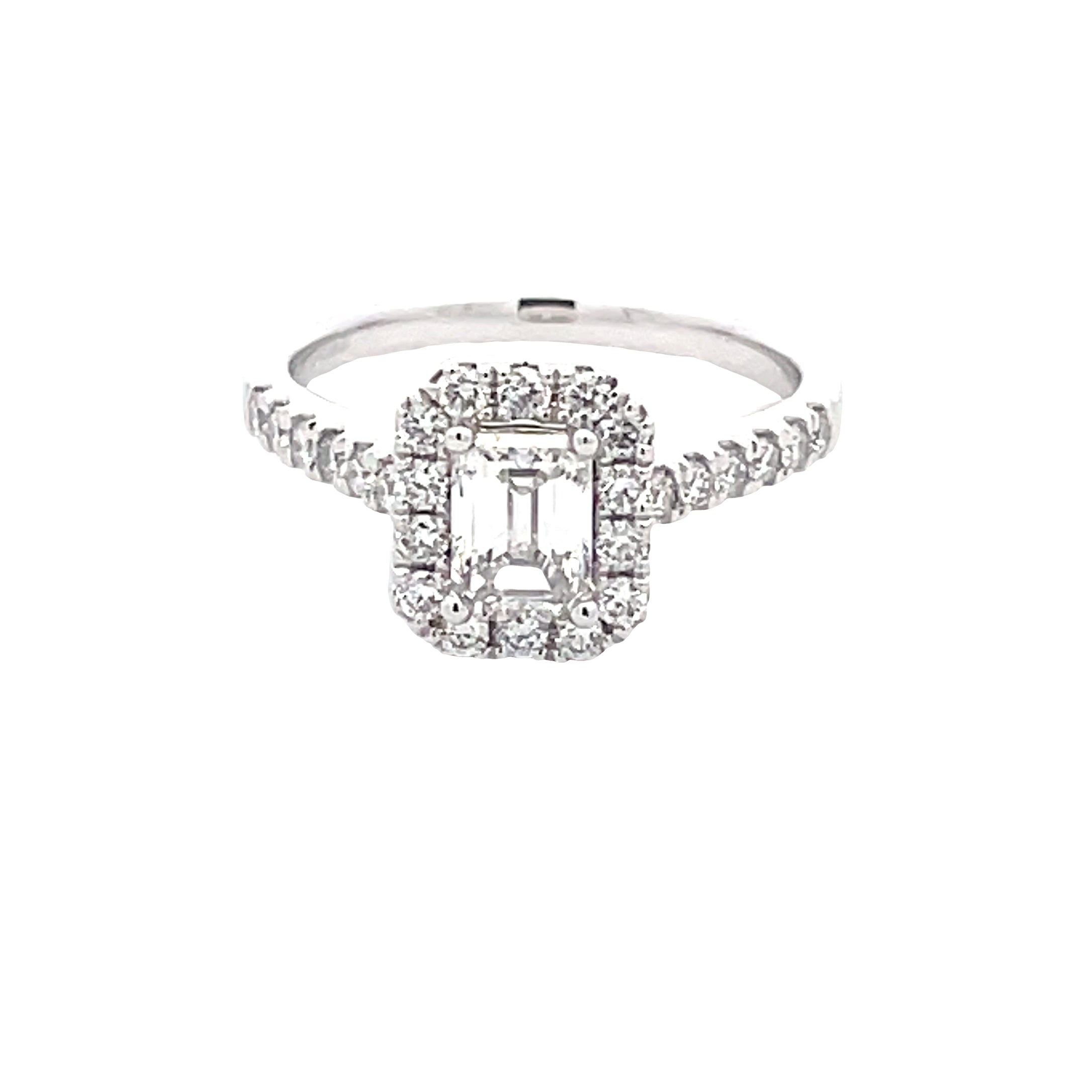 Emerald Cut Halo Cluster Style Diamond Ring - 1.20cts – Gardiner Brothers