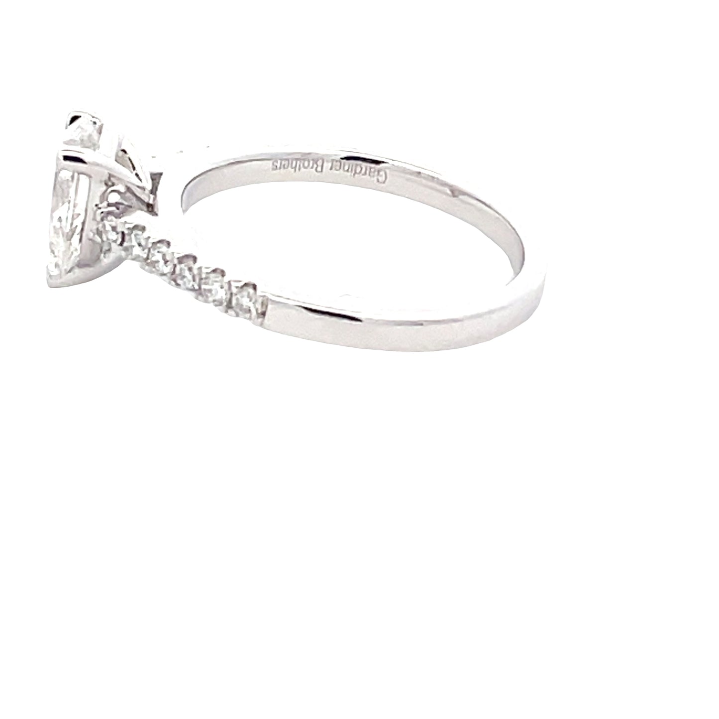 Pear Shaped Diamond Solitaire Ring with diamond set shoulders - 1.26cts  Gardiner Brothers   