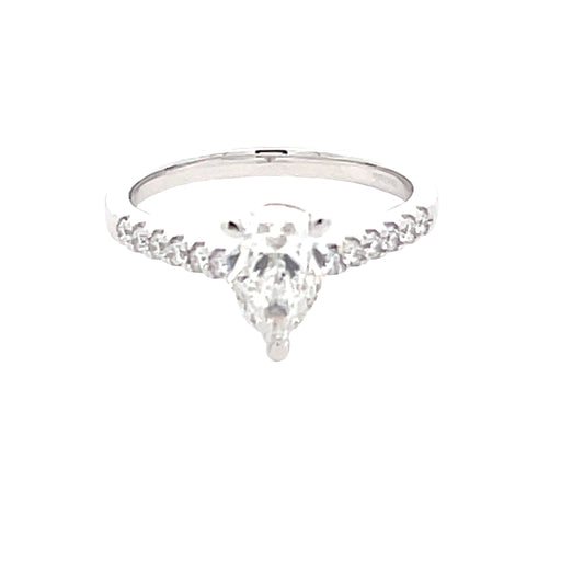 Pear Shaped Diamond Solitaire Ring with diamond set shoulders - 1.26cts  Gardiner Brothers   