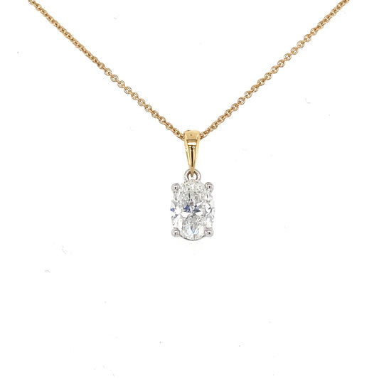 Oval Shaped Diamond Solitaire Pendant - 1.00cts  Gardiner Brothers   