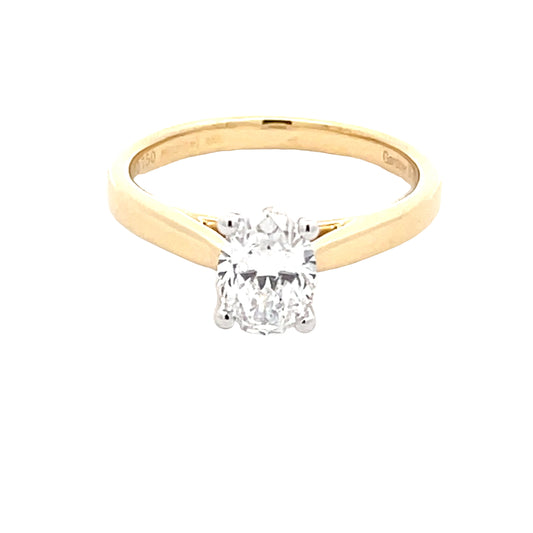 Oval Shaped Diamond Solitaire Ring - 0.90cts