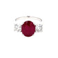 Oval Shaped Ruby and round brilliant cut diamond 3 stone ring  Gardiner Brothers   