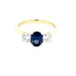 Oval Sapphire and Round Brilliant Cut Diamond 3 Stone Ring  gardiner-brothers   