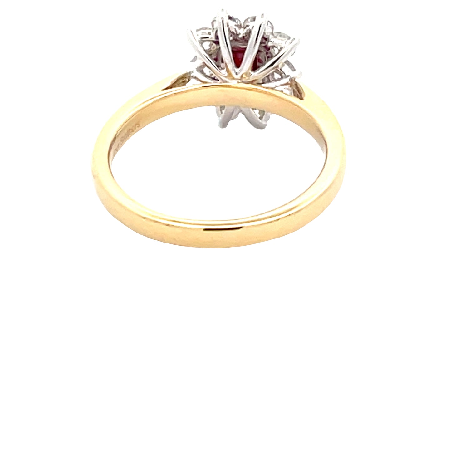 Octagonal Shaped Ruby and Round Brilliant Cut Diamond Cluster Ring  gardiner-brothers   