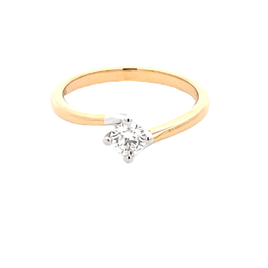 Round Brilliant Cut Diamond Twisted Solitaire Ring - 0.31cts