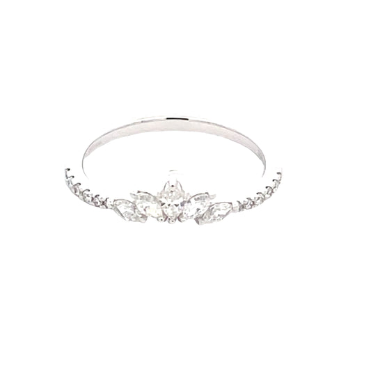 Marquise and round brilliant cut diamond Tiara style ring