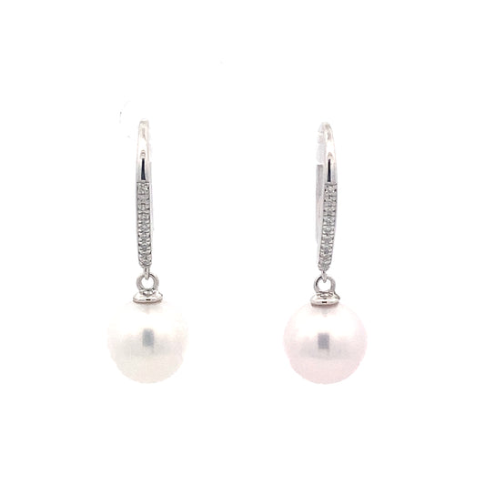White Gold Pearl and Diamond Drop Earrings  Gardiner Brothers   