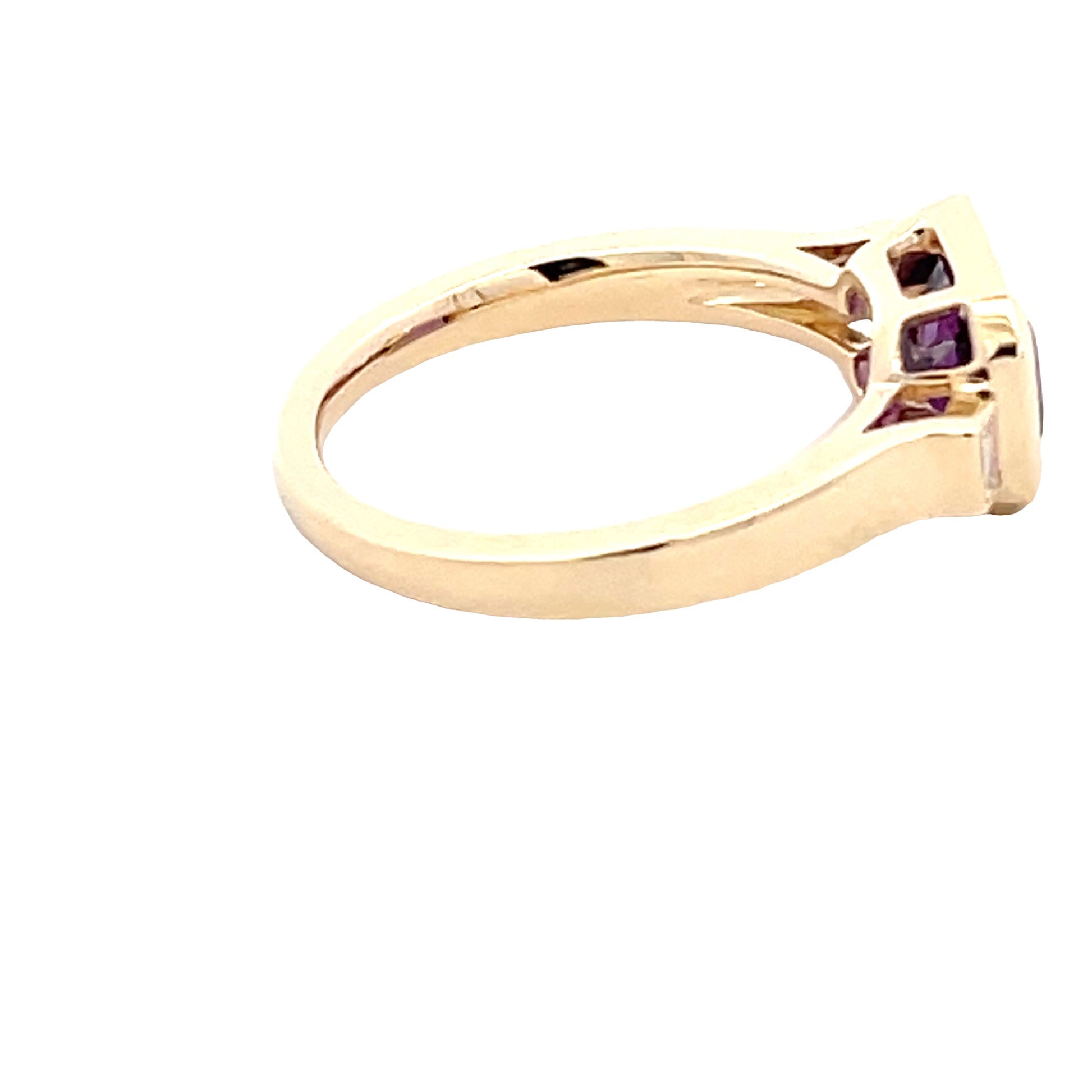 Amethyst and baguette cut diamond dress ring  Gardiner Brothers   