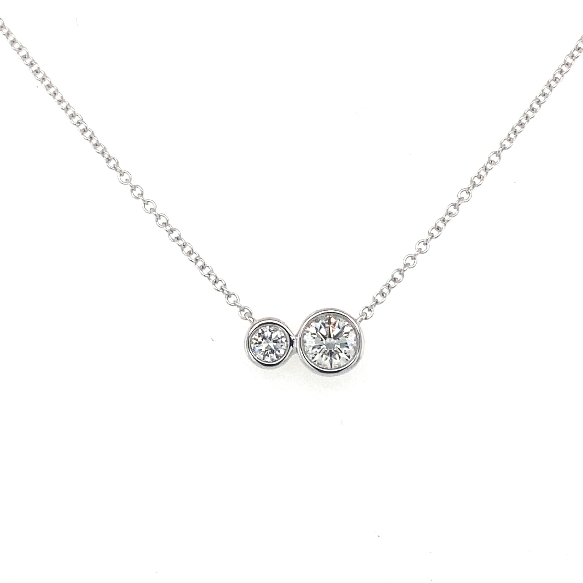 White Gold 2 Round Brilliant Cut Diamond Necklet  Gardiner Brothers   