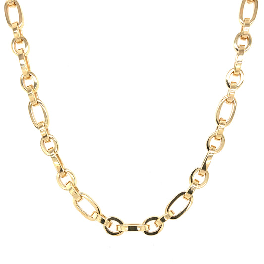 Yellow Gold Solid Oval Link Necklet